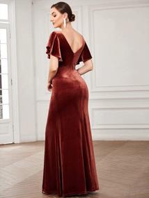 img 3 attached to Stunning Double V Neck Velvet Evening Dress With Ruffle Sleeves From Ever-Pretty