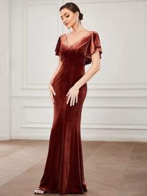 img 2 attached to Stunning Double V Neck Velvet Evening Dress With Ruffle Sleeves From Ever-Pretty