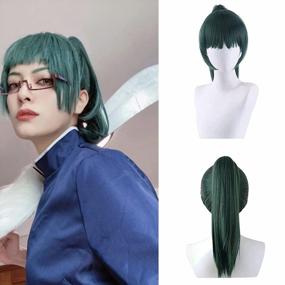 img 4 attached to Get Ready To Steal The Spotlight With JoneTing'S Long Dark Green Wig For Women - Perfect For Cosplay, Halloween, And More! Order Now With Free Wig Cap Included.