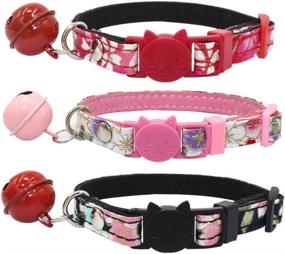 img 1 attached to 🐱 Dogs Kingdom Japanese Flower Breakaway Collar for Cats & Kittens with Bell and Cat Buckle - Pink, 6.6-10.6" Neck