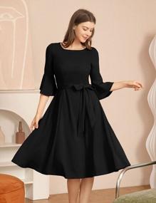 img 3 attached to Women'S Elegant Bell Sleeve Cocktail Party Dresses For Wedding Guest Fit And Flare Church Midi Evening Dress By HomRain