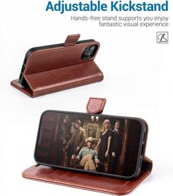 img 1 attached to OCASE IPhone 13 Wallet Case - Brown PU Leather Flip Folio Cover With Card Holder, Built-In Kickstand, And RFID Blocking For 6.1-Inch 2021 Model - Shockproof TPU Inner Shell Protection