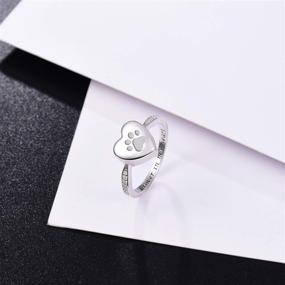 img 2 attached to 🐾 Pet Memorial Love Heart Paw Print Urn Ring - 925 Sterling Silver Tiny Jewelry Keepsake Forever in My Heart Cremation Finger Rings for Dog and Cat Ashes