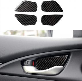 img 4 attached to Upgrade Your Honda Civic With TopDall'S Carbon Fiber Inner Door Handle Bowl Cover Trim