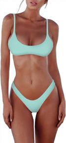 img 4 attached to SherryDC Women'S Solid Scoop Neck Push Up Padded Brazilian Thong Bikini Swimsuit Bathing Suit