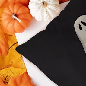 img 2 attached to 18X18 Inch Halloween Ghost Spooky Throw Pillow Covers - All Year Holiday Farmhouse Linen Sofa Cushion Cases For Seasonal Home Decor