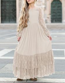 img 1 attached to Graceful And Chic: MITILLY Girls' Backless Lace Flower Party Maxi Dress