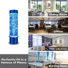 img 1 attached to 🌈 2ft SUMGREEN Sensory LED Bubble Tube Floor Lamp with Colorful Beads, Remote Control, 8 Changing Light Colors, Water Tank Tower Design, Aqua Night Light for SPD (Blue)