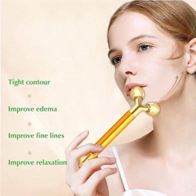 img 1 attached to 24K Golden Facial Massager Kit: 2-In-1 Electric Face & Arm Eye Nose Skin Care Tool