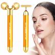 24k golden facial massager kit: 2-in-1 electric face & arm eye nose skin care tool logo