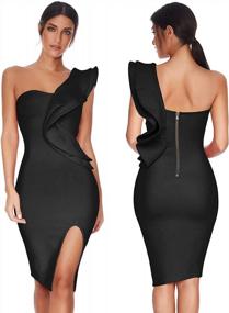 img 3 attached to Wedding Guest Bodycon Dress With One Shoulder Ruffle And Side Split Bandage Detailing