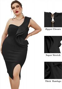 img 2 attached to Wedding Guest Bodycon Dress With One Shoulder Ruffle And Side Split Bandage Detailing