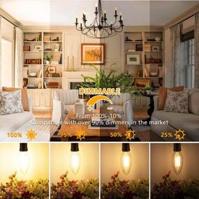 img 2 attached to MAXvolador Dimmable E12 Candelabra LED Light Bulbs 60W Equivalent, 600Lumens LED Chandelier Bulb Warm White 2700K, Decorative B11 Filament Candle Light Bulbs Clear Glass, Pack Of 5