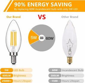 img 1 attached to MAXvolador Dimmable E12 Candelabra LED Light Bulbs 60W Equivalent, 600Lumens LED Chandelier Bulb Warm White 2700K, Decorative B11 Filament Candle Light Bulbs Clear Glass, Pack Of 5