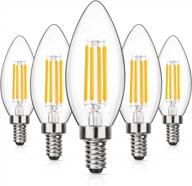 maxvolador dimmable e12 candelabra led light bulbs 60w equivalent, 600lumens led chandelier bulb warm white 2700k, decorative b11 filament candle light bulbs clear glass, pack of 5 логотип
