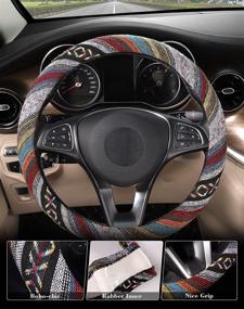 img 2 attached to 🚗 Enhance Your Car's Style with SEG Direct Boho Steering Wheel Cover: Baja Blanket Ethnic Design