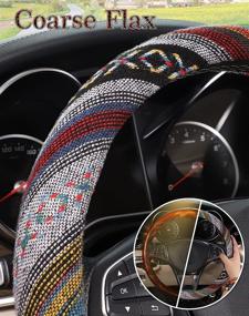 img 1 attached to 🚗 Enhance Your Car's Style with SEG Direct Boho Steering Wheel Cover: Baja Blanket Ethnic Design