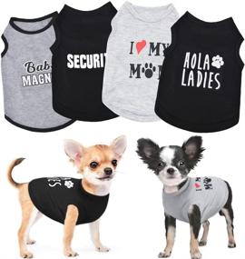 img 4 attached to 🐾 4 Pack Small Dog Clothes, Summer Puppy Shirts for Teacup Yorkies & Chihuahuas, Doggie Cat Clothing Set for Girls and Boys, Love Mom Collection - X-Small, Black