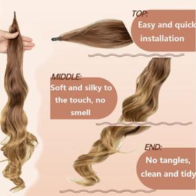 img 2 attached to ShowCoco Ponytail Hair Extensions 32 Inch Flexible Wrap Around Ponytail Extension Long Ponytail Hair Extensions Curly Wave Synthetic Ponytails Hairpiece For Women (32 Inch,T6/27#)…