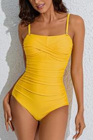 img 2 attached to Tone Your Tummy With Smismivo'S Strapless Tummy Control One Piece Swimsuit - Ruched Bathing Suit For Women