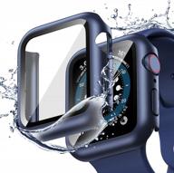 protect your apple watch with goton's waterproof screen protector case - 2 pack for apple watch series 4 5 6 se (44mm) - blue+blue logo