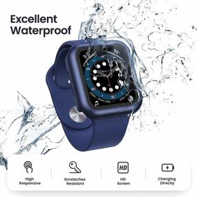 img 2 attached to Protect Your Apple Watch With Goton'S Waterproof Screen Protector Case - 2 Pack For Apple Watch Series 4 5 6 SE (44Mm) - Blue+Blue