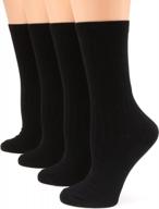 stay comfy and fashionable with mirmaru's 4-pack solid cotton blend crew socks for women logo