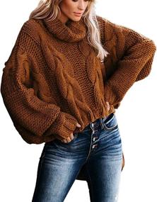 img 2 attached to Chunky Turtleneck Sweaters For Women: Oversized Balloon Sleeve Pullovers - Ideal Outerwear For S-XXL Sizes