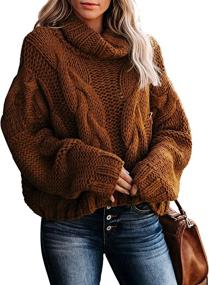 img 4 attached to Chunky Turtleneck Sweaters For Women: Oversized Balloon Sleeve Pullovers - Ideal Outerwear For S-XXL Sizes