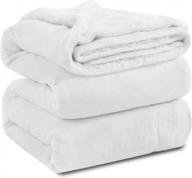 kawahome флисовое одеяло из шерпы queen size зимнее сверхмягкое очень теплое и тяжелое толстое зимнее одеяло 500gsm для дивана-кровати, 90 "x 90" (белый) логотип