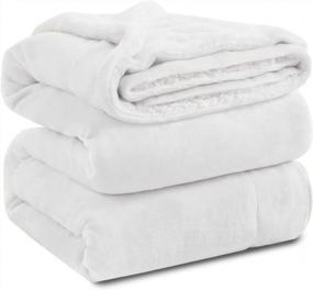 img 4 attached to KAWAHOME Флисовое одеяло из шерпы Queen Size Зимнее сверхмягкое очень теплое и тяжелое толстое зимнее одеяло 500GSM для дивана-кровати, 90 "X 90" (белый)