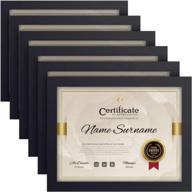 6pk black 8.5x11 inch solid wood document/certificate frame w/ high definition glass - display diplomas & standard paper size logo