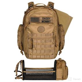 img 4 attached to Phil & Jack Tactical Military Style Dad Diaper Bag Backpack: Changing Station, Travel Bassinet, Unisex Men Women's Diaper Bag, Ideal New Dad Gift with Patches