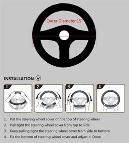 img 2 attached to 🚗 Valleycomfy Universal 15 inch Steering Wheel Covers - Genuine Leather, Breathable, Anti Slip &amp; Odor Free (Coffee, M(14&#34; 1/2-15&#34; 1/4))