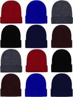 вязаные зимние шапочки cooraby, 12 шт.: акриловая шапка с черепом и манжетами, шапка для часов для тепла и стиля, подходит для мужчин и женщин логотип