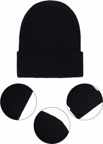 img 3 attached to 12 Pack Cooraby Knitted Winter Beanies: Acrylic Skull Cap Cuff Watch Hat For Warmth And Style, Suitable For Men And Women