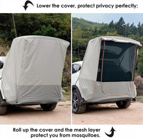 img 3 attached to Универсальная водонепроницаемая автомобильная палатка для кемпинга с тентом: палатка для багажника внедорожника Grassman для очень больших дорожных поездок в сером цвете