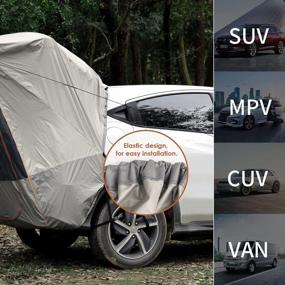 img 1 attached to Универсальная водонепроницаемая автомобильная палатка для кемпинга с тентом: палатка для багажника внедорожника Grassman для очень больших дорожных поездок в сером цвете