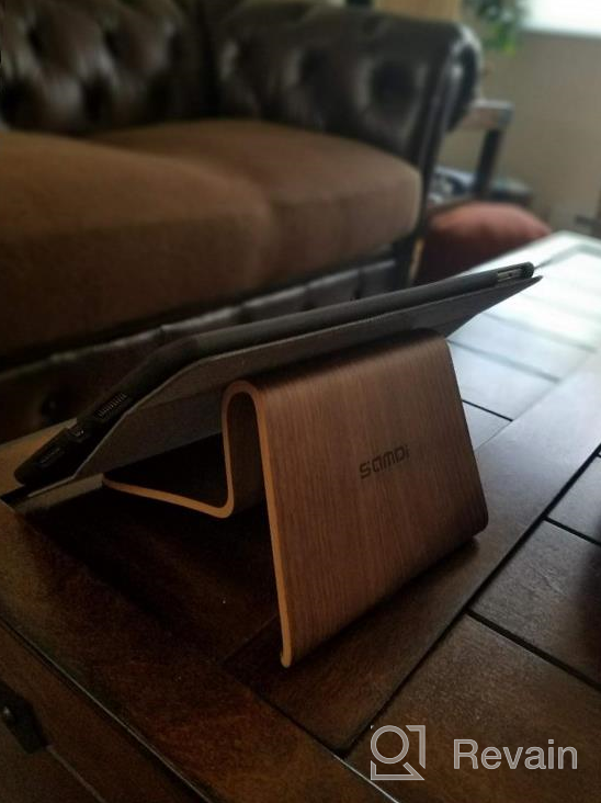 img 1 attached to SAMDI Wood Tablet Stand: Stylish Black Walnut Holder For IPad, Kindle, And Other Tablets (4-13 Inch) review by Justin Spence