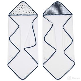 img 4 attached to 👶 Newborn Infant Toddler Hooded Bath Towel Set, Navy/White, Unisex - Improved SEO