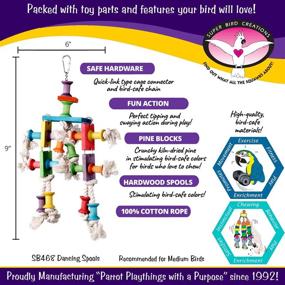 img 3 attached to 🦜 Medium Bird Toy: Super Bird Creations SB468 Dancing Spools - Dimensions: 13&#34; x 8&#34; x 2&#34;