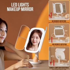 img 3 attached to KINGMAS Vanity Makeup Mirror With Lights And 3 Magnifications, Sunset Lamp, Touch Control, Rechargeable, Portable LED Mirror - Ideal Women'S Gift
