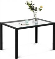прямоугольный стеклянный обеденный стол ivinta на 4/6 человек, черный кухонный стол для патио на открытом воздухе, экономия места с 48-дюймовой столешницей логотип