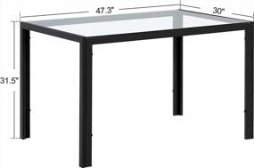 img 1 attached to Прямоугольный стеклянный обеденный стол Ivinta на 4/6 человек, черный кухонный стол для патио на открытом воздухе, экономия места с 48-дюймовой столешницей