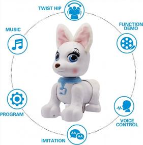 img 3 attached to Робот-щенок корги с голосовым управлением Fisca - прогулочная, танцевальная и программируемая электронная игрушка для домашних животных для детей