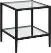 stylish and functional: hera blackened bronze square side table with clear shelf (20 inch wide) logo