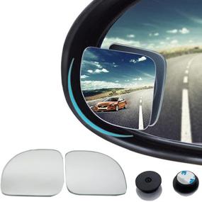 img 4 attached to 👁️ Pincuttee Blind Spot Car Mirror 2 Pack: Wide Angle HD Glass Frameless Convex Rear View Mirrors for Universal Fit