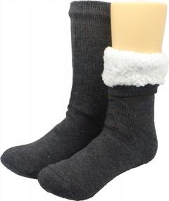 img 2 attached to 3 Pairs Of FRALOSHA Men'S Winter Warm Fuzzy Lined Non-Slip Slippers Socks - Soft Reading Socks For Maximum Comfort