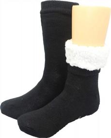 img 3 attached to 3 Pairs Of FRALOSHA Men'S Winter Warm Fuzzy Lined Non-Slip Slippers Socks - Soft Reading Socks For Maximum Comfort