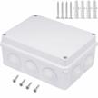 waterproof electrical junction box - universal enclosure for projects - abs plastic - ip65 rated - 5.9 x 4.3 x 2.8 inch (150 x 110 x 70mm) - white logo